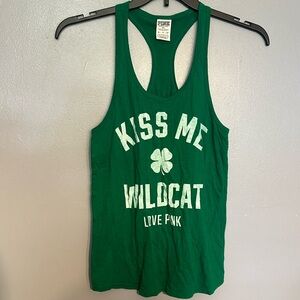 PINK Victoria’s Secret St. Patrick’s green wildcat tank top size XS